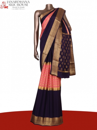 Pure Veldhari Zari Lines Mysore Crepe Silk Saree